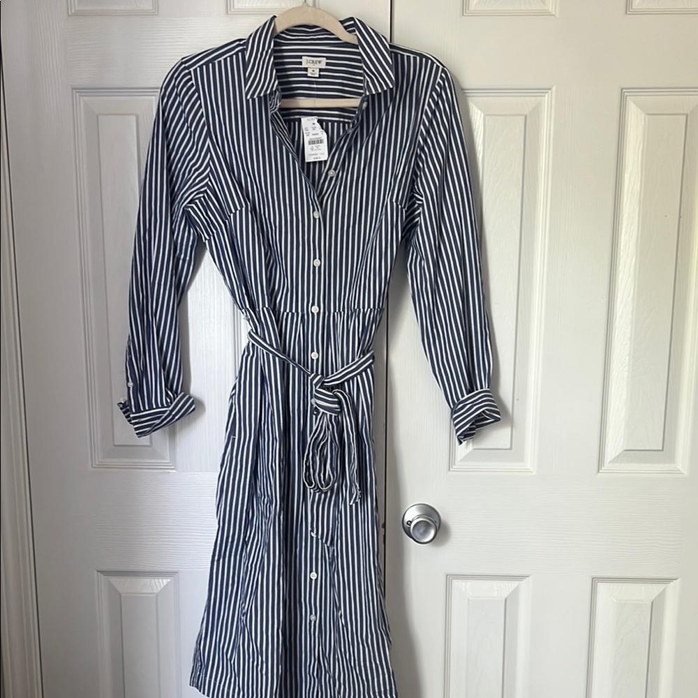 NWT J Crew Factory Long-sleeve striped poplin shirtdress